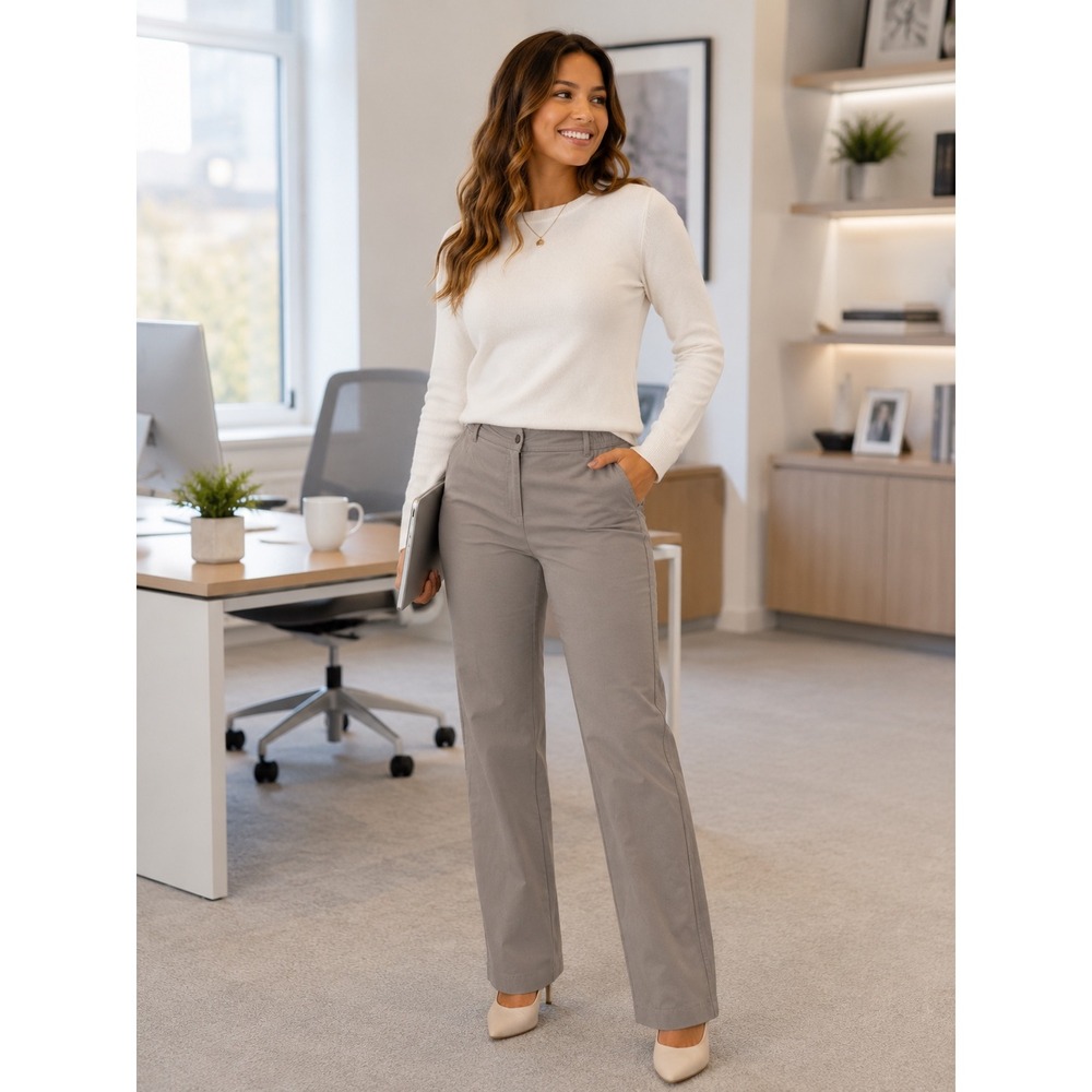 TravelSmith Womens Gray Stretch Travel Pants Straight Leg Size M Quick Dry Taupe